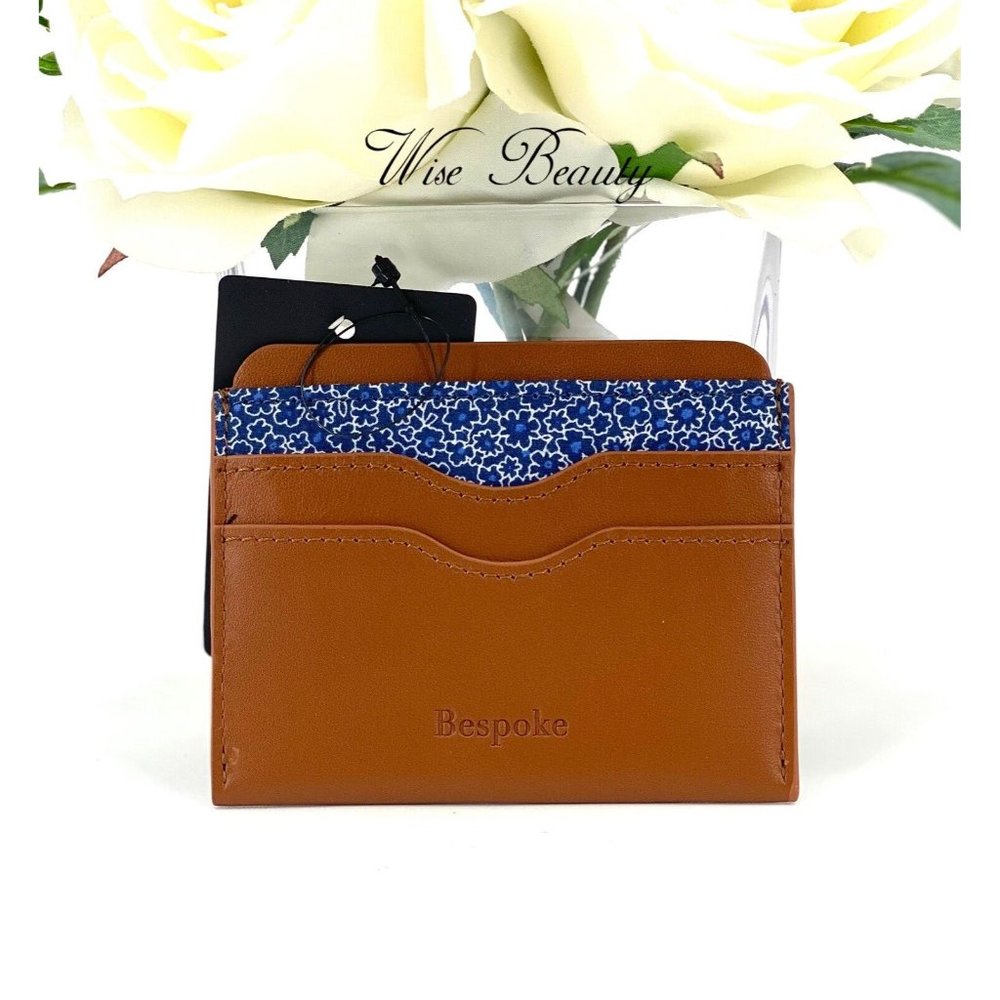 Bespoke Unisex Tan Leather Card Holder Wallet Leather NEW MSRP $30
